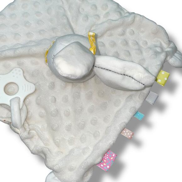 Appease Lovey Bunny Rabbit Security Blanket Baby Plush Tabs Rattle Embroider 10" - Picture 10 of 15